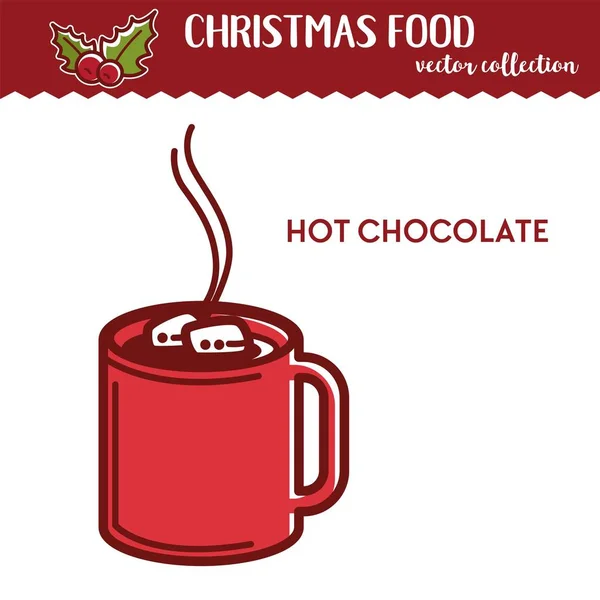 Hot Chocolate Christmas Food Vector Illustration — Stock Vector