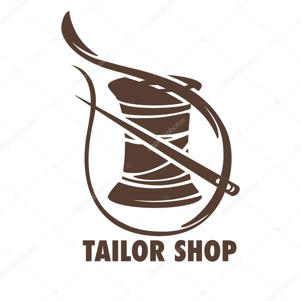 Tailor shop titled logo, needle with bobbin