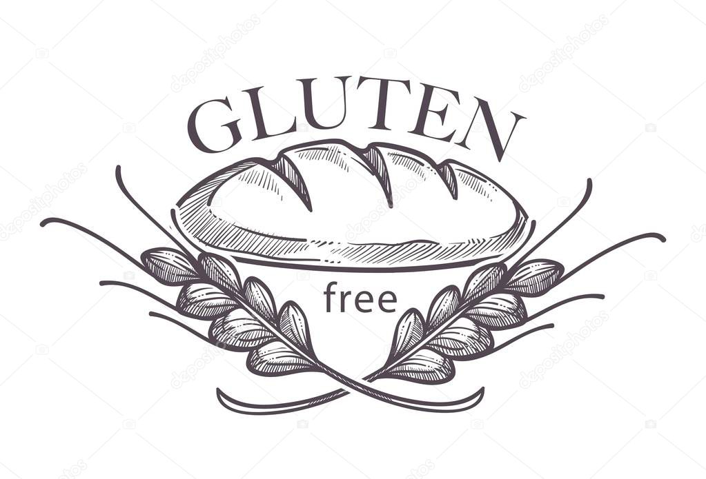 Gluten free products, poster with wheat, vector