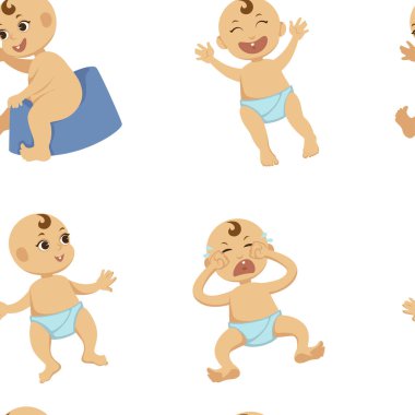Bebek toddler karakter seamless modeli, vektör