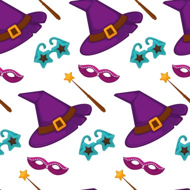 Karnaval maskeleri ve kostüm aksesuarları seamless modeli