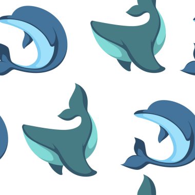 Okyanus yunus hayvanlar seamless modeli, vektör 
