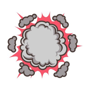 Küçük kırmızı patlama ile bulutlar beyaz arka plan üzerinde vektör illüstrasyon izole