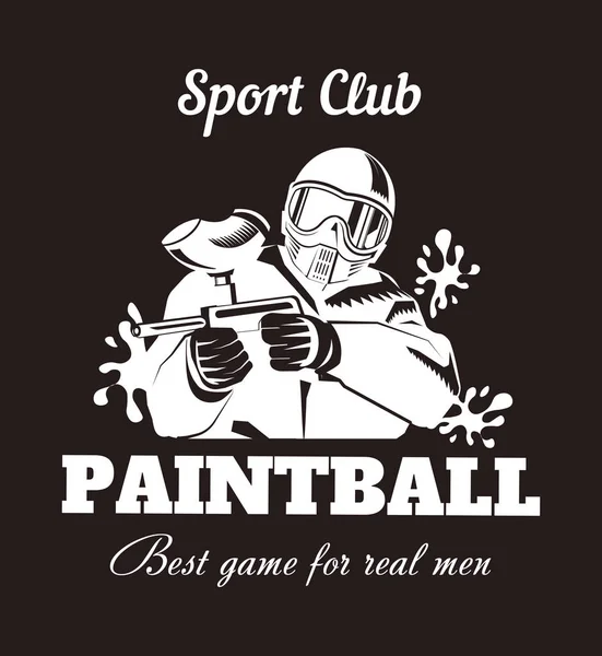 Paintball Club Sportivo Con Miglior Gioco Veri Uomini Slogan Logo — Vettoriale Stock