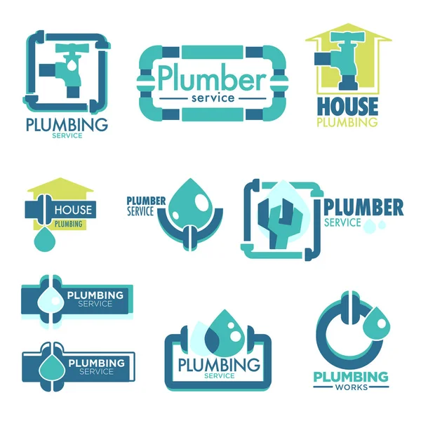 Plumber House Service Fixing Leakage Pipe Problems Vector — Stock Vector