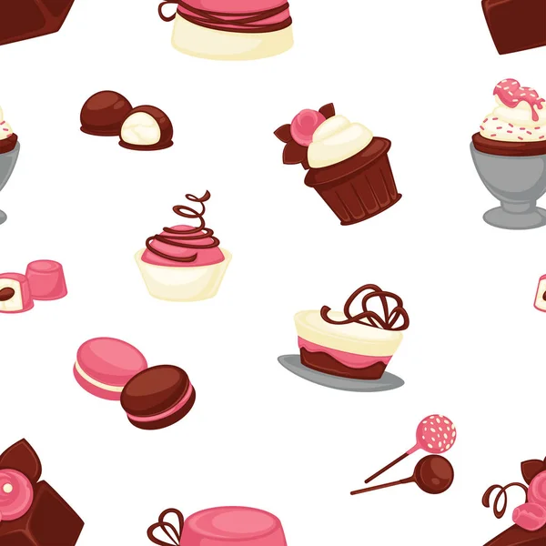 面包店和蛋糕 烹饪产品无缝模式向量 — 图库矢量图片
