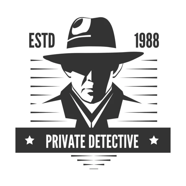 Private Detective Man Hat White Background — Stock Vector