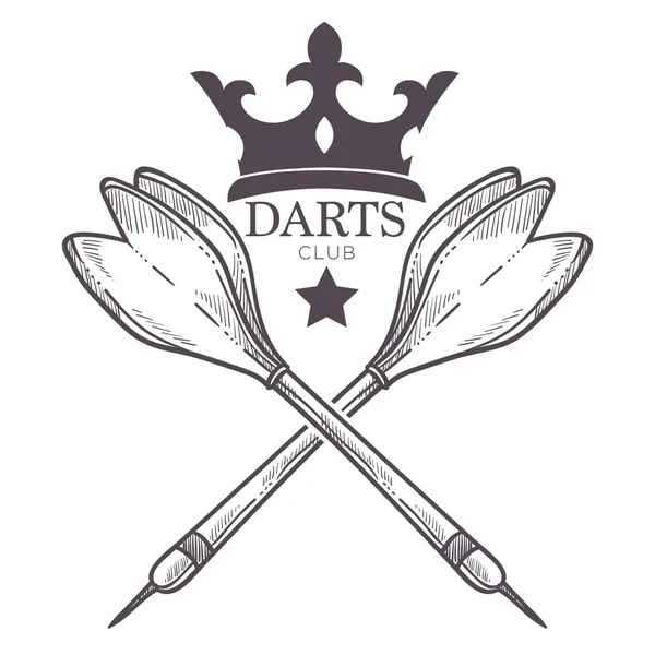 Darts Meisterschaft Turnier Skizze Logo Vektor — Stockvektor