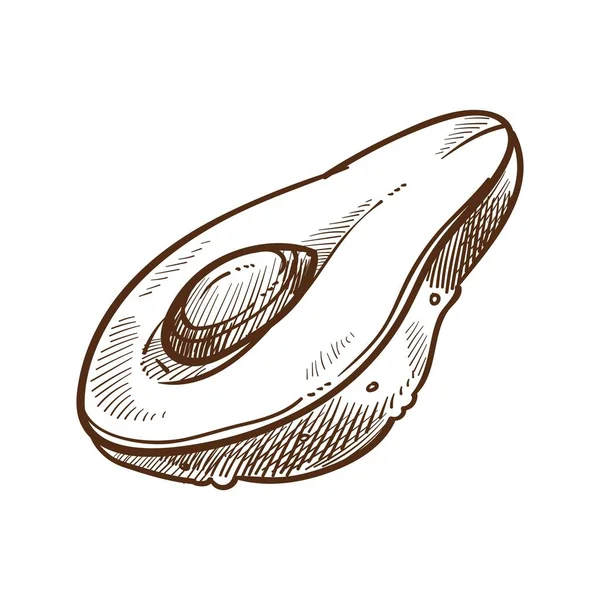 Αβοκάντο Διάνυσμα Μονόχρωμη Σκίτσο Λευκό Φόντο — Διανυσματικό Αρχείο