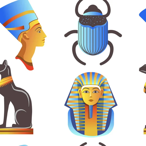 Egypt Egyptian Mythological Signs Seamless Pattern — Stock Vector