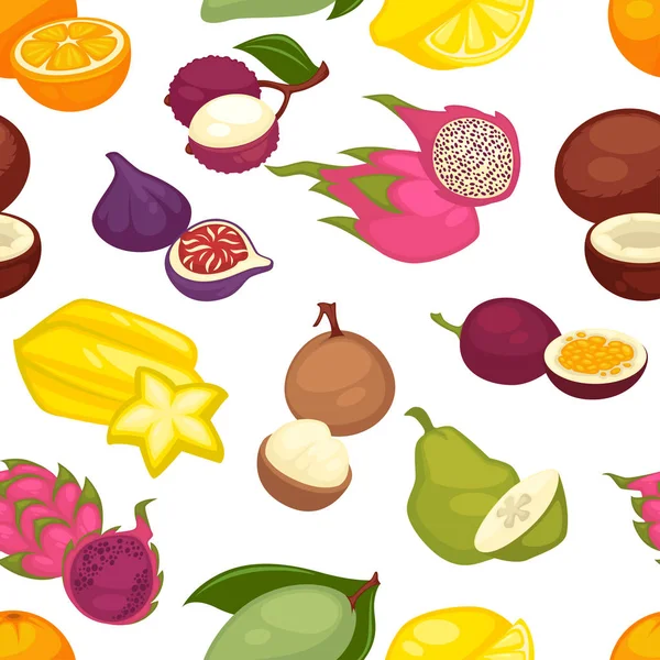 Τροπικά Φρούτα Που Χωρίς Ραφή Πρότυπο Εικονογράφηση Διάνυσμα — Διανυσματικό Αρχείο