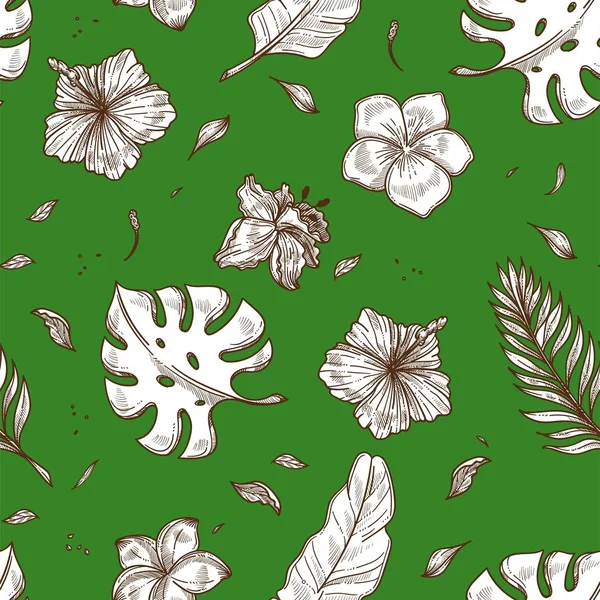 Fondo Patrón Inconsútil Palma Tropical — Vector de stock