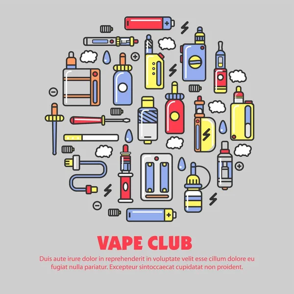 Вейп Продукти Рекламний Плакат Сучасними Пристроями Куріння — стоковий вектор