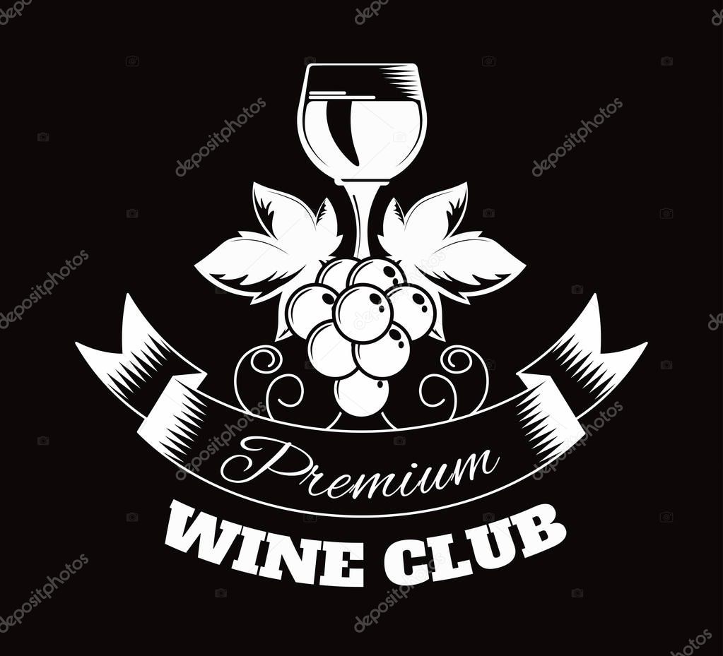 Premium wine club isolated monochrome emblem