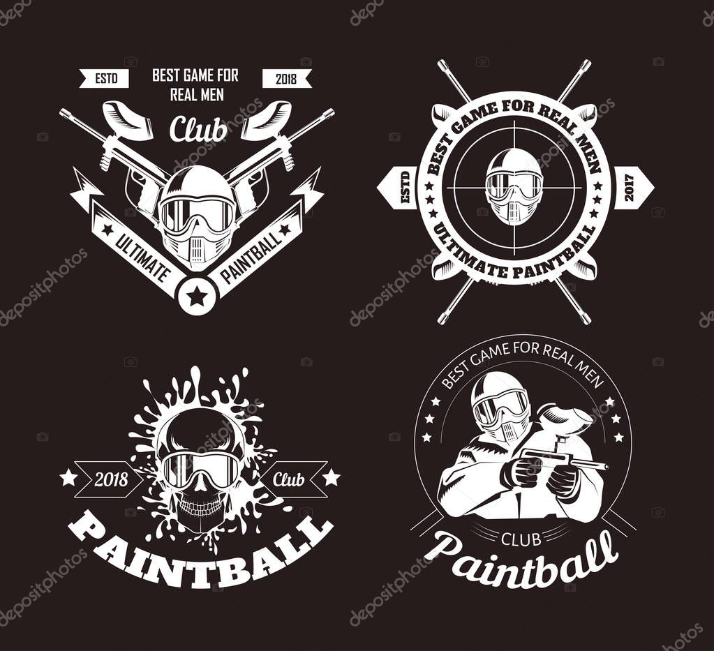 Paintball game sport club logo templates, Vector