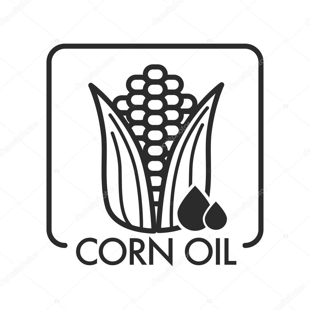 Corn oil drops of pressed product, vector