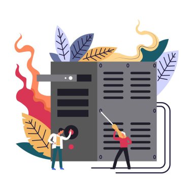 Teknisyen işçi araçları ile insanlar, vektör 