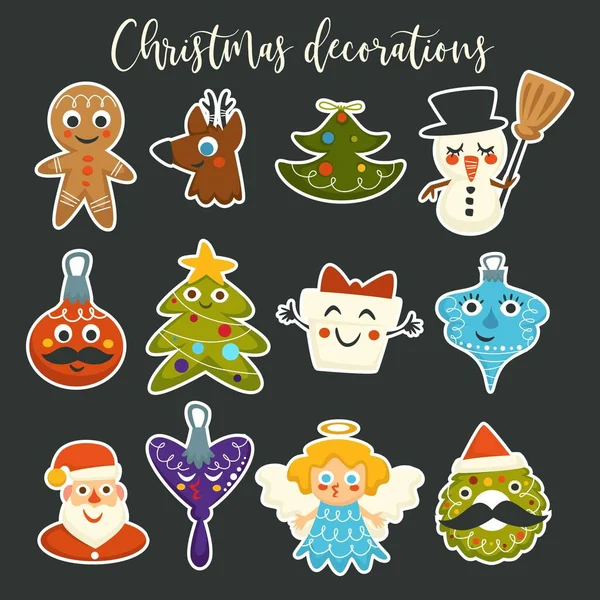 Christmas Wintertime Holiday Symbols Characters Event Vector — Stock Vector