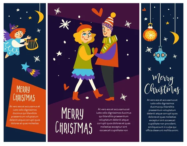 Feliz Casal Natal Dançando Juntos Vetor — Vetor de Stock