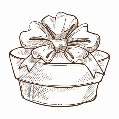 Yuvarlak kutu kurdele ile süslenmiş mevcut vektör 