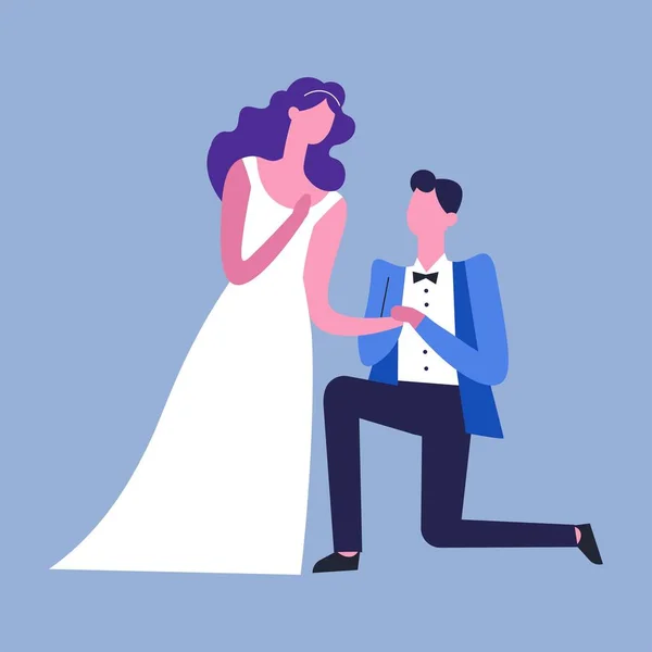 Noiva Vestido Noivo Dia Casamento Vetor — Vetor de Stock