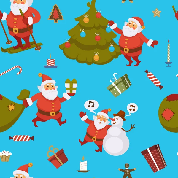 Santa Claus Seamless Pattern Vector — Stock Vector