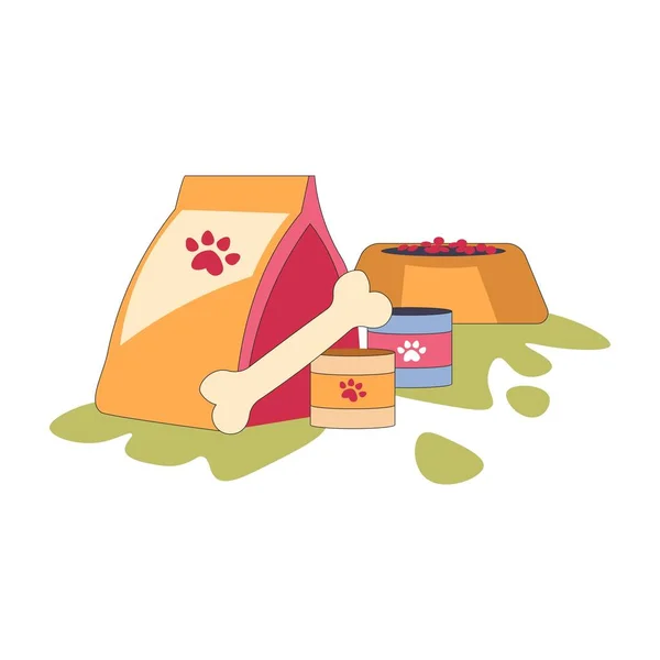 Pets Food Pack Bone Isolated Icon Vector — Stock Vector