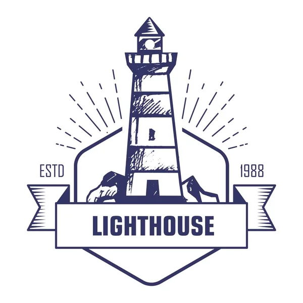 Lighthouse Monochrome Isolated Icon Striped Beacon Building — Stock Vector