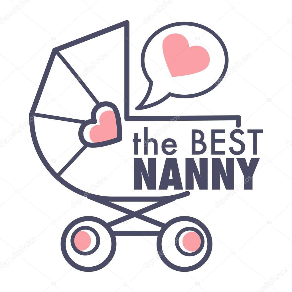 Nanny service isolated outline icon, vector.
