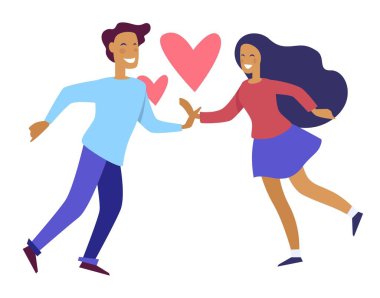 Aşk kavramı çizimde olurken elele çift.