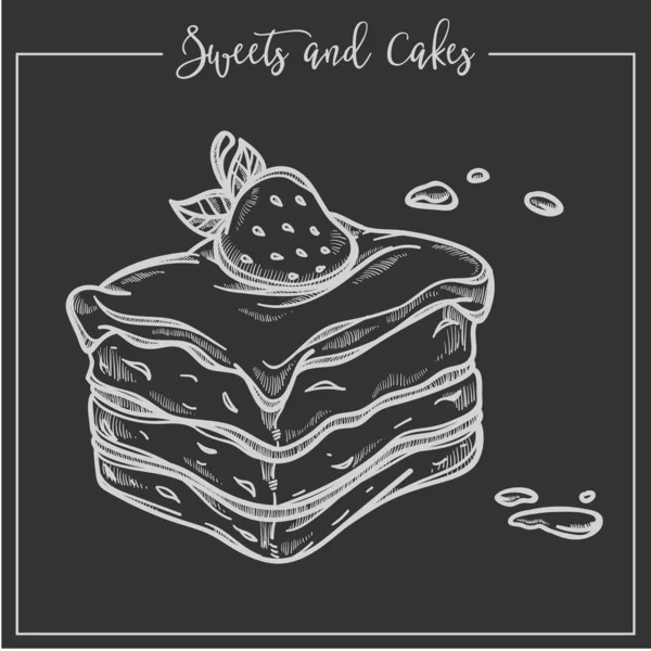 Süßigkeiten Und Kuchen Dessert Handgezeichnete Skizze Illustration — Stockvektor
