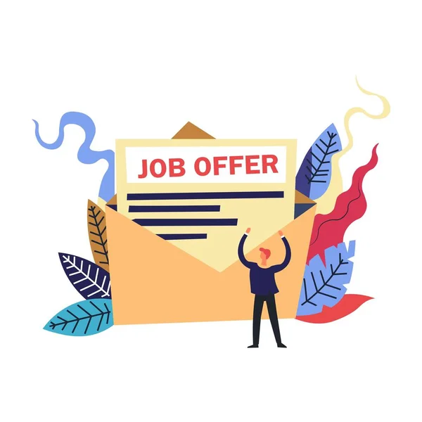 Bonne Personne Recevant Offre Emploi Souhaitée Illustration Vectorielle — Image vectorielle