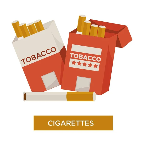 Producto Del Tabaco Cigarrillos Paquetes Vector Aislado — Vector de stock