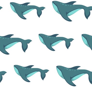 yunus hayvanlar seamless modeli, vektör.