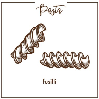 Makarna düdük tebeşir kroki İtalyan mutfağı menü, vektör simgesi 