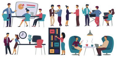 Toplantı, iş ofis çalışanları vektör 
