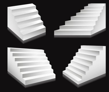 Merdiven veya merdivenler ve podyum merdivenler, vektör 