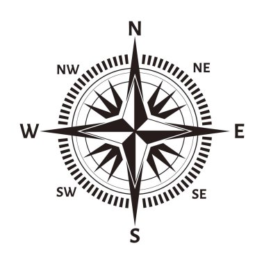 Navigation compass or wind rose icon, Vector  clipart