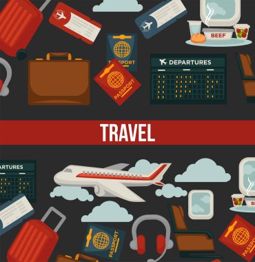 Seyahat veya uçak dünya tur poster, vektör