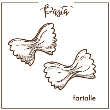 Makarna Farfalle tebeşir kroki İtalyan mutfağı menü, vektör simgesi