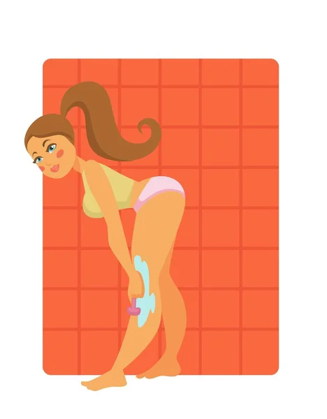 Epilation Rasage Des Jambes Procédure Féminine Beauté Vecteur — Image vectorielle