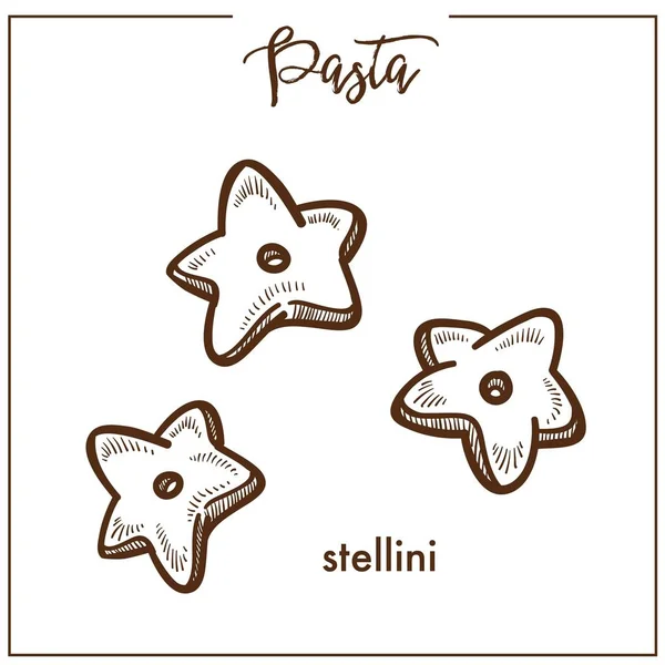 Pasta Stellini Icono Del Boceto Tiza Para Menú Cocina Italiana — Archivo Imágenes Vectoriales