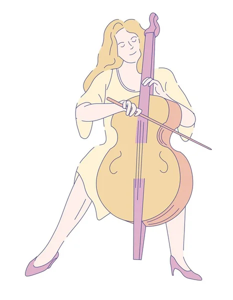 Класичне Музичне Виконання Жіночий Віолончеліст Сукні Вектор — стоковий вектор