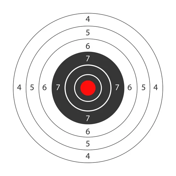 ターゲット射撃のための中間に赤い斑点 ラウンド ベクトル白い背景のイラスト — ストックベクタ