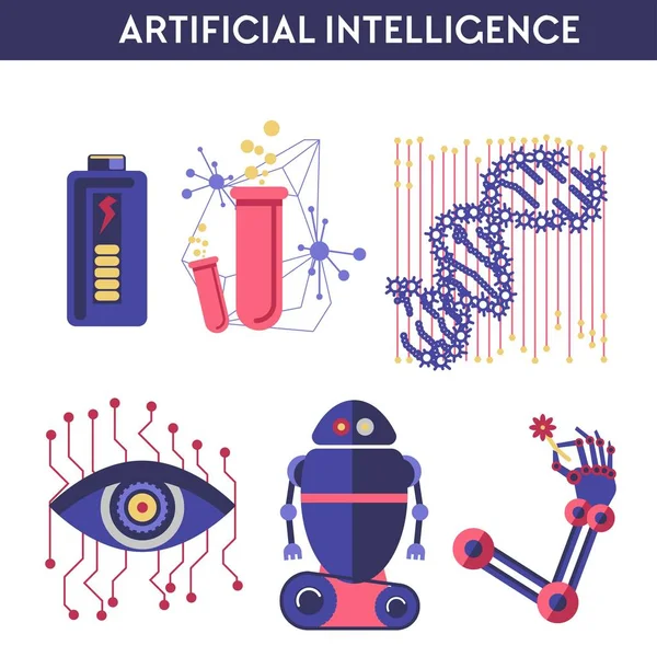 Ilustración Del Vector Inteligencia Artificial Mente Humana Robot — Vector de stock