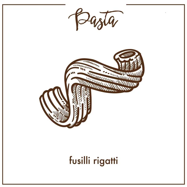 Pasta Fusilli Rigatti Icono Boceto Tiza Para Menú Cocina Italiana — Vector de stock