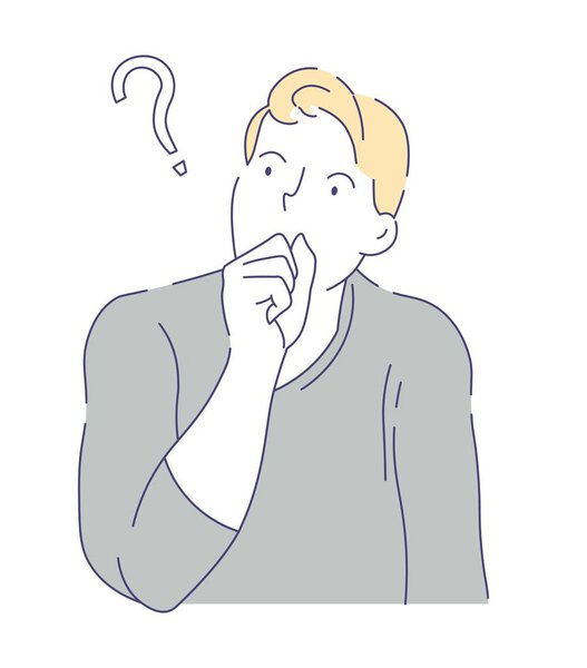 man having question, isolated vector character 