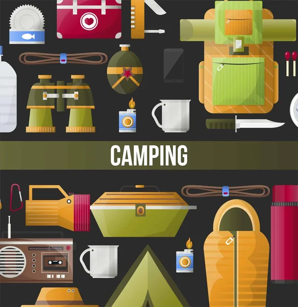 Campingabenteuer Plakat Für Sommerlager Club Oder Pfadfinderexpedition Vektor — Stockvektor