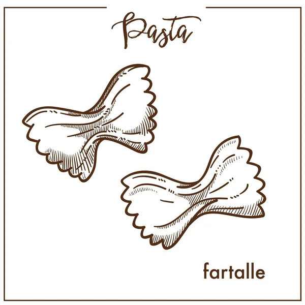 Makarna Farfalle tebeşir kroki İtalyan mutfağı menü, vektör simgesi
