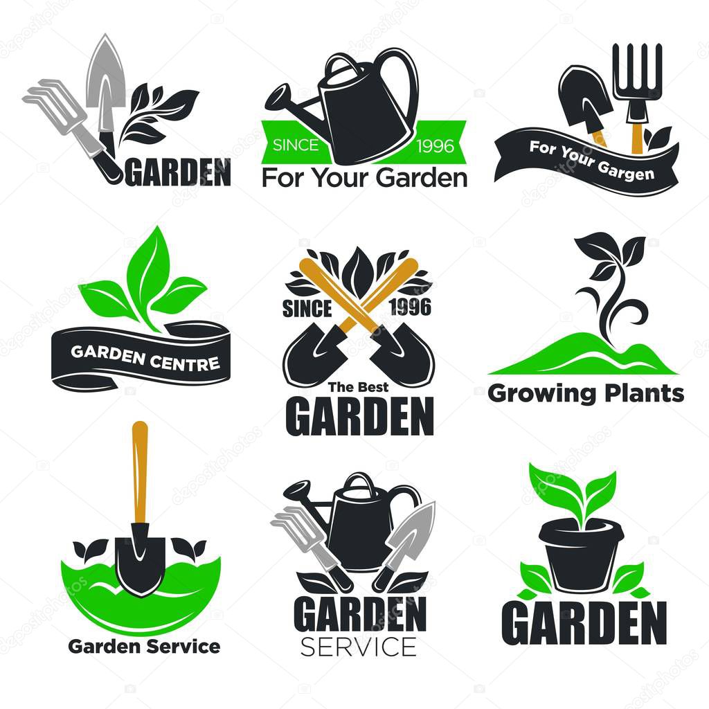 Gardening service and garden plants logo templates